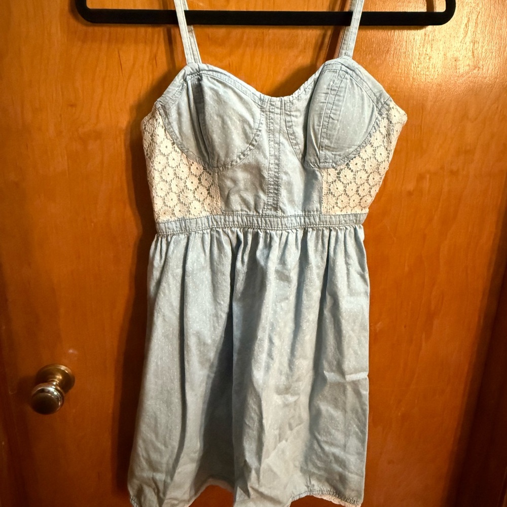 Candies Light Blue Denim Dress with Lace Detail SZ S